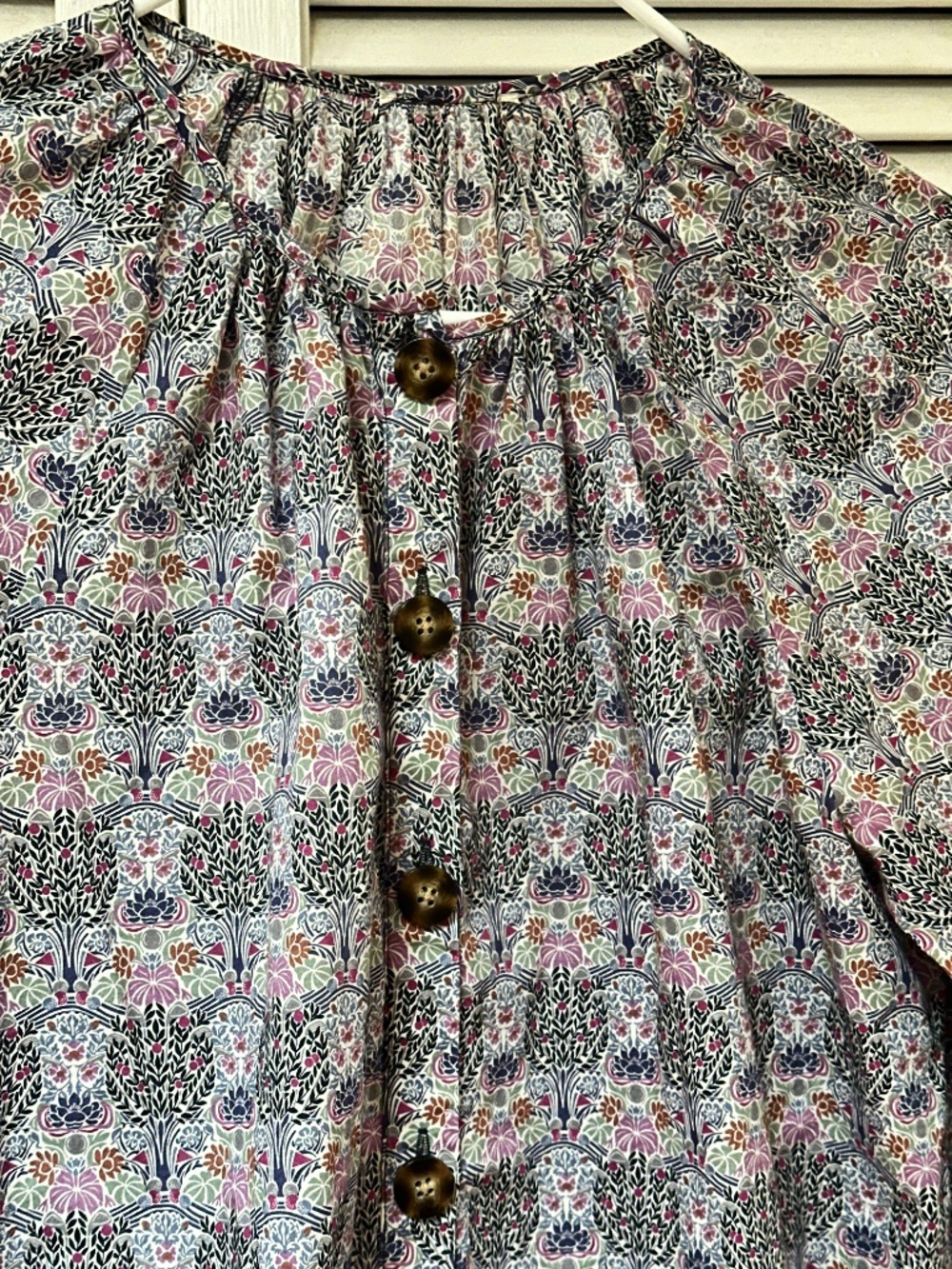 J. Crew Tie-Sleeve Button-Front Organic Cotton Dress Liberty Club Nouveau Print - Picture 4 of 15